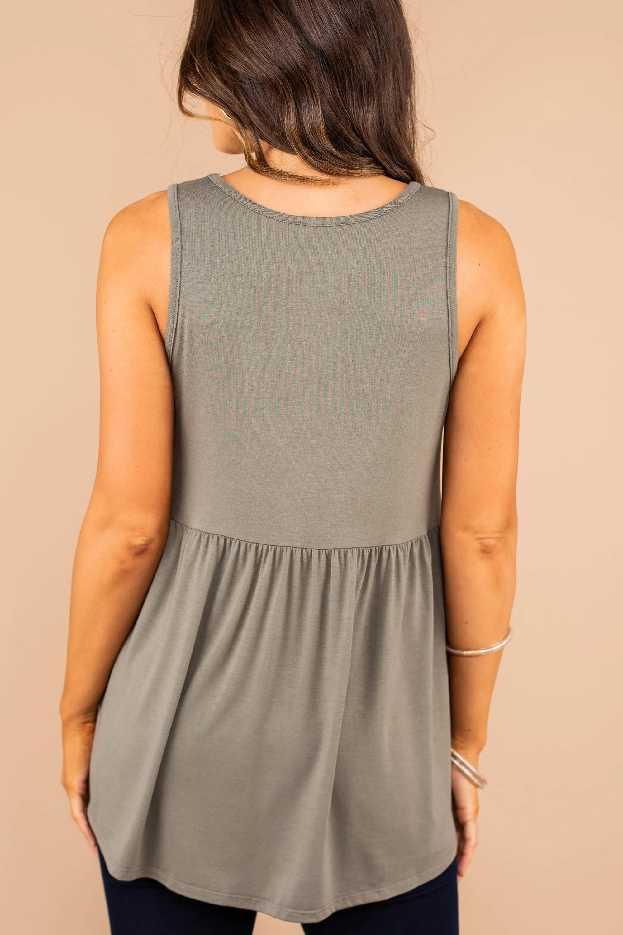 Better With You Light Olive Green Babydoll Tank