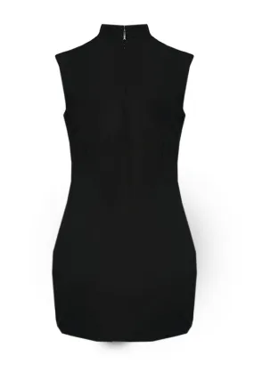 BLACK CRYSTAL ACCENTS CUT-OUT MINI DRESS