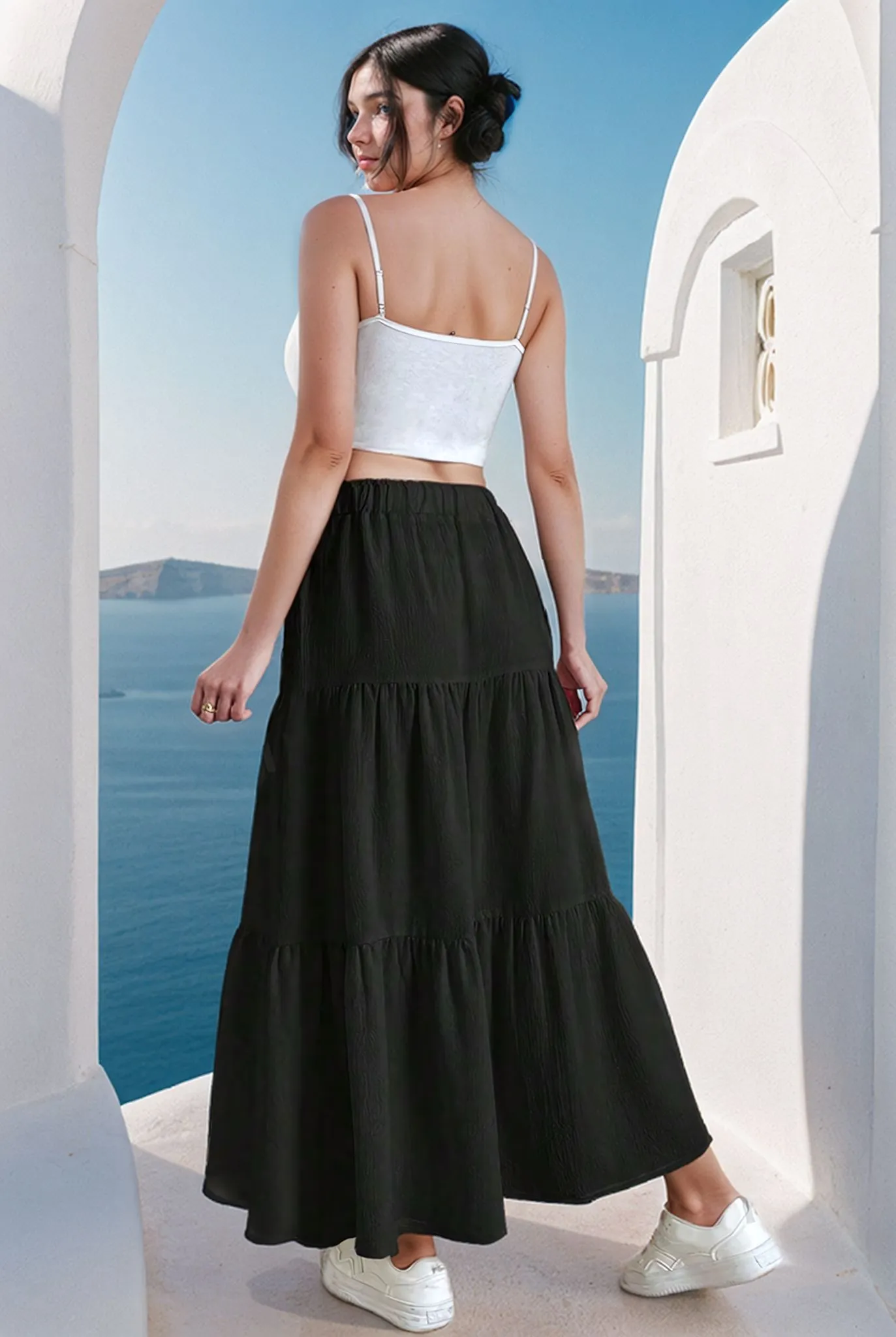 Black Ruffle long skirt