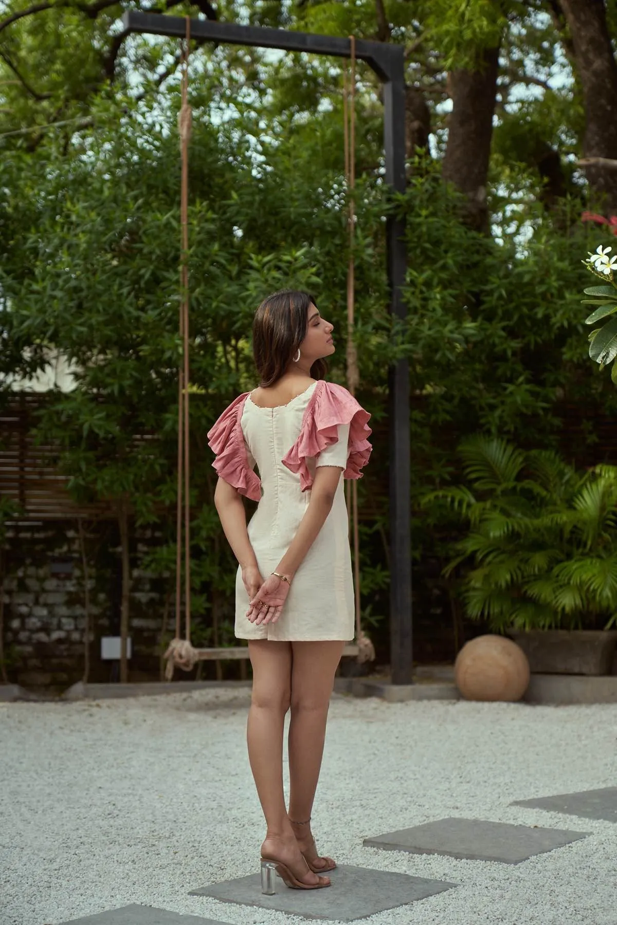 Blooming Rose' Detachable Hemp and Linen Dress