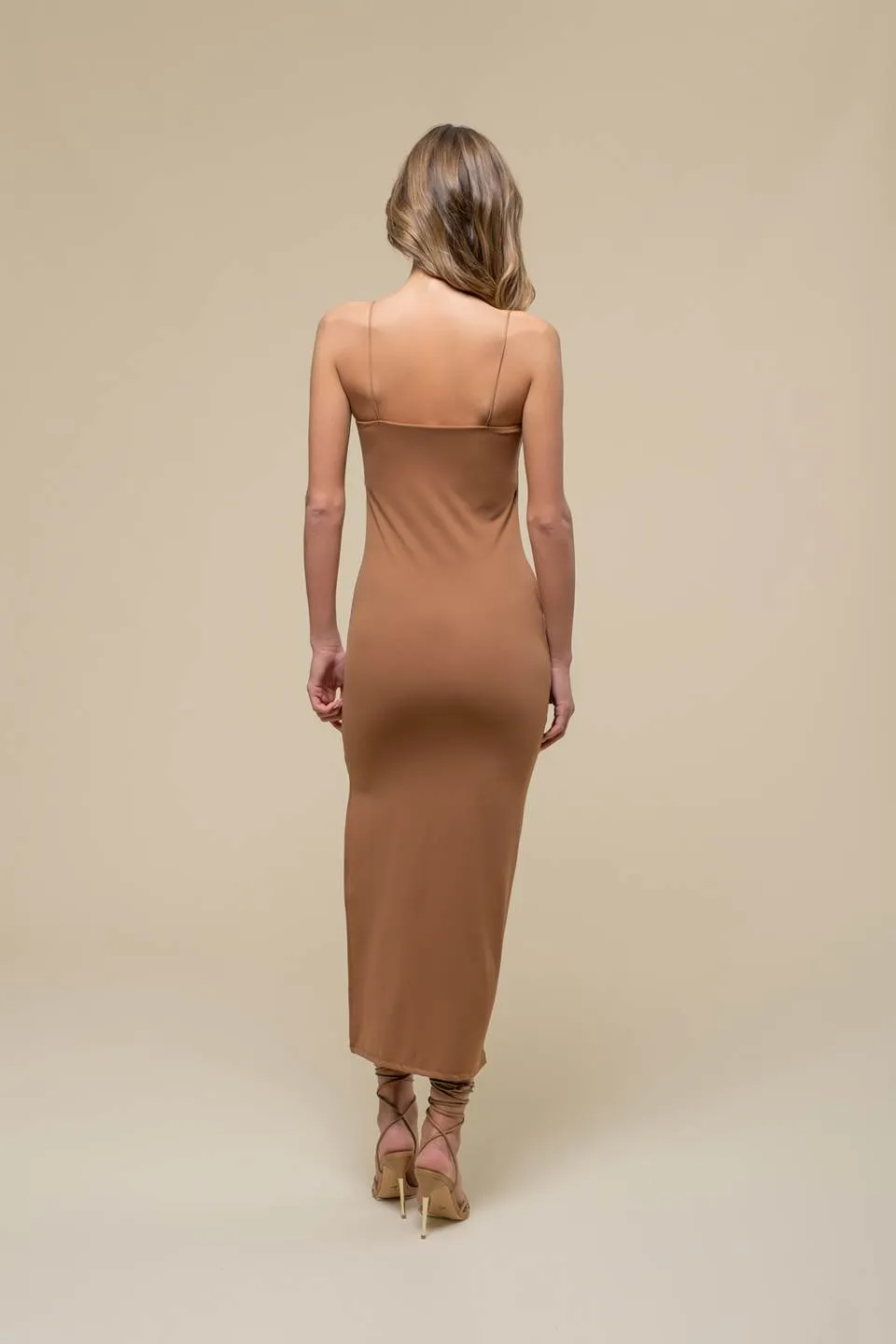 BODYCON SIDE SLIT CAMI MIDI DRESS