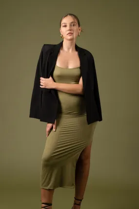 BODYCON SIDE SLIT CAMI MIDI DRESS