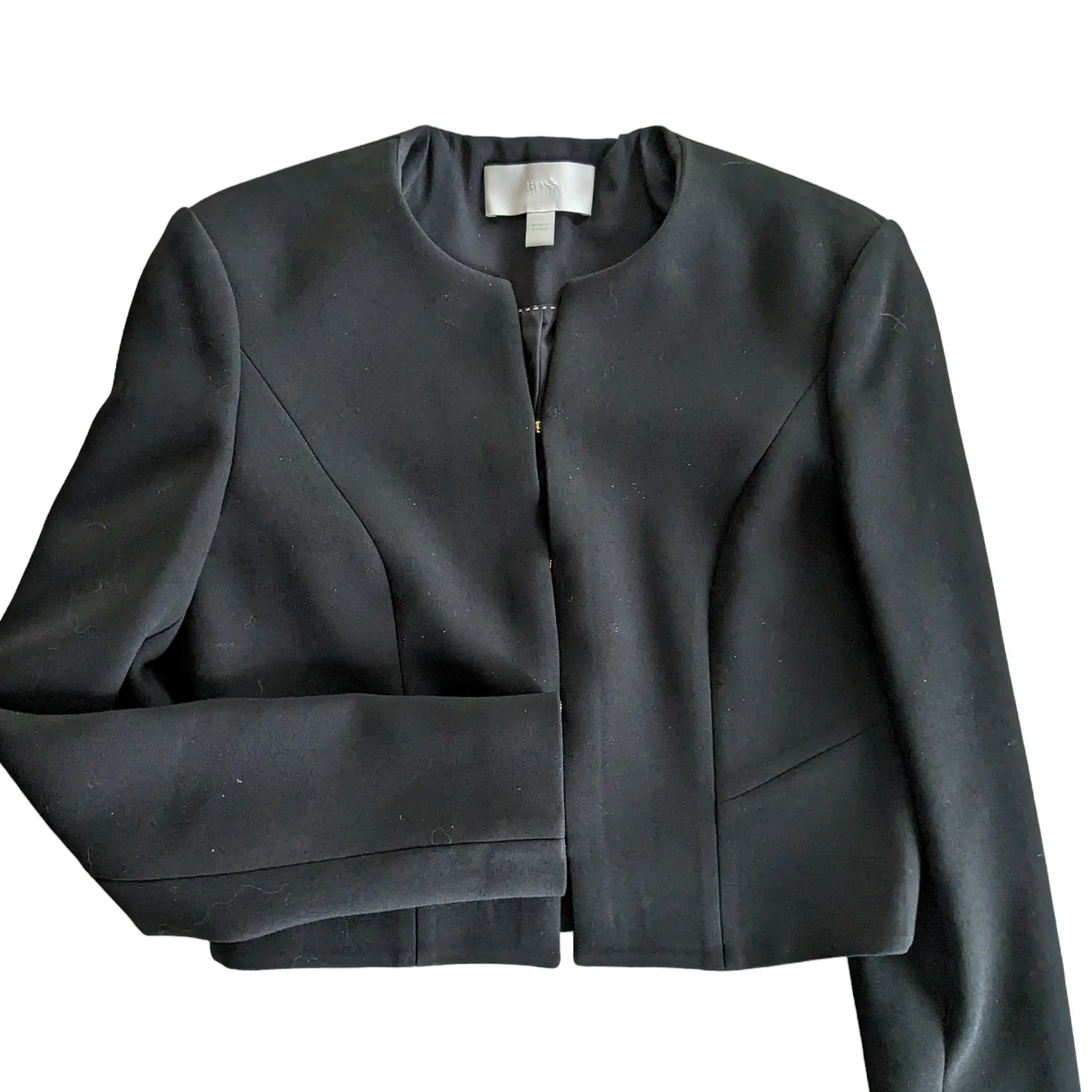 BOSS Cropped Black Wool Blazer Size 4