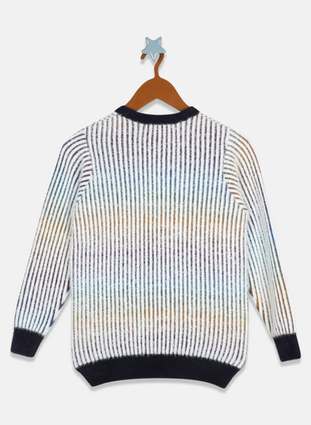 Boys Off White Stripe Pullover