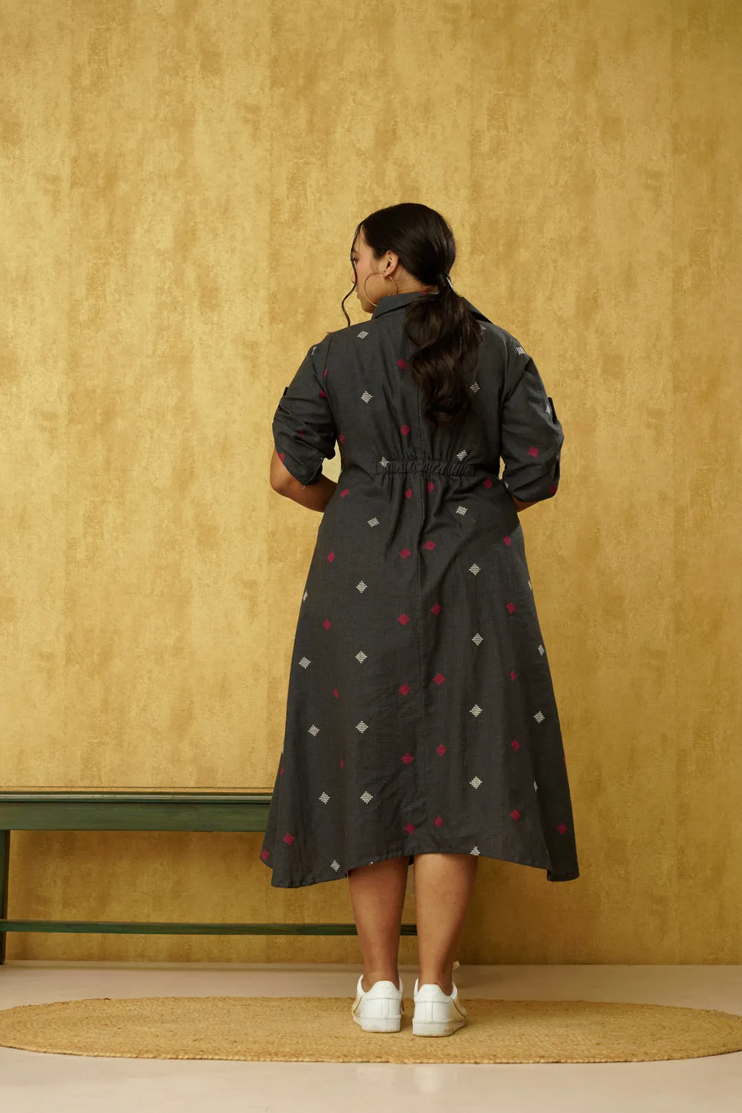 Breezy Black Jacquard Cotton Dress