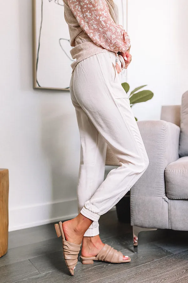 Broadcasting Live High Waist Joggers In Cream