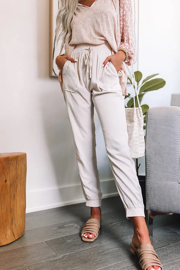 Broadcasting Live High Waist Joggers In Cream