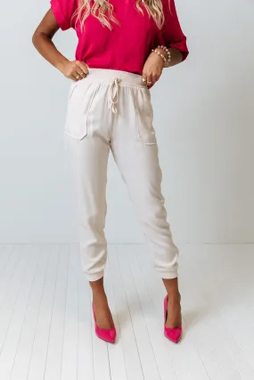 Broadcasting Live High Waist Joggers In Cream