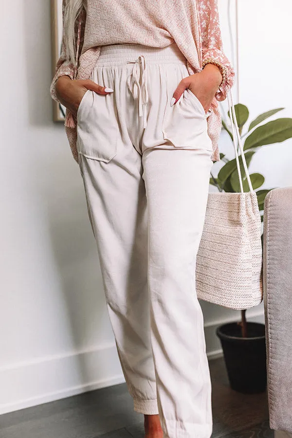 Broadcasting Live High Waist Joggers In Cream