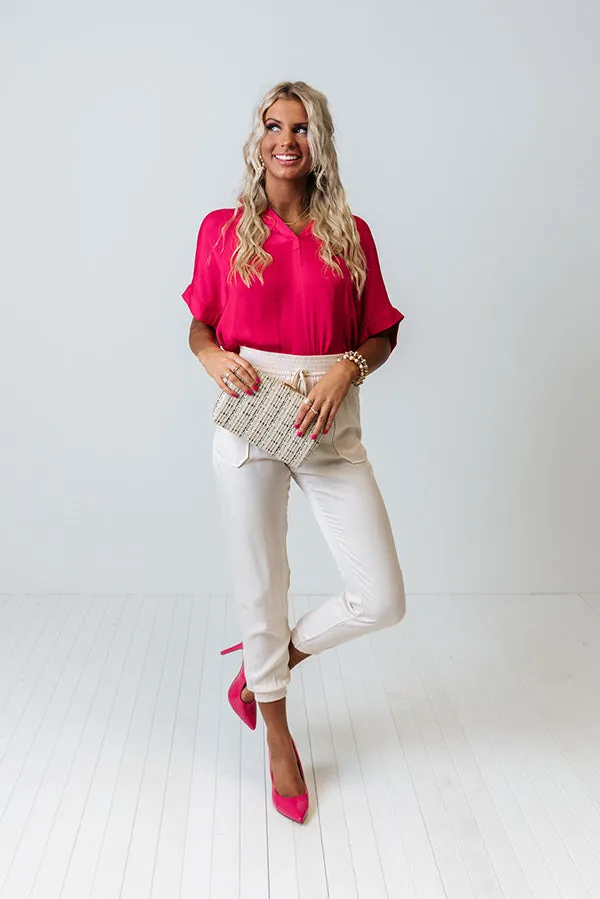 Broadcasting Live High Waist Joggers In Cream