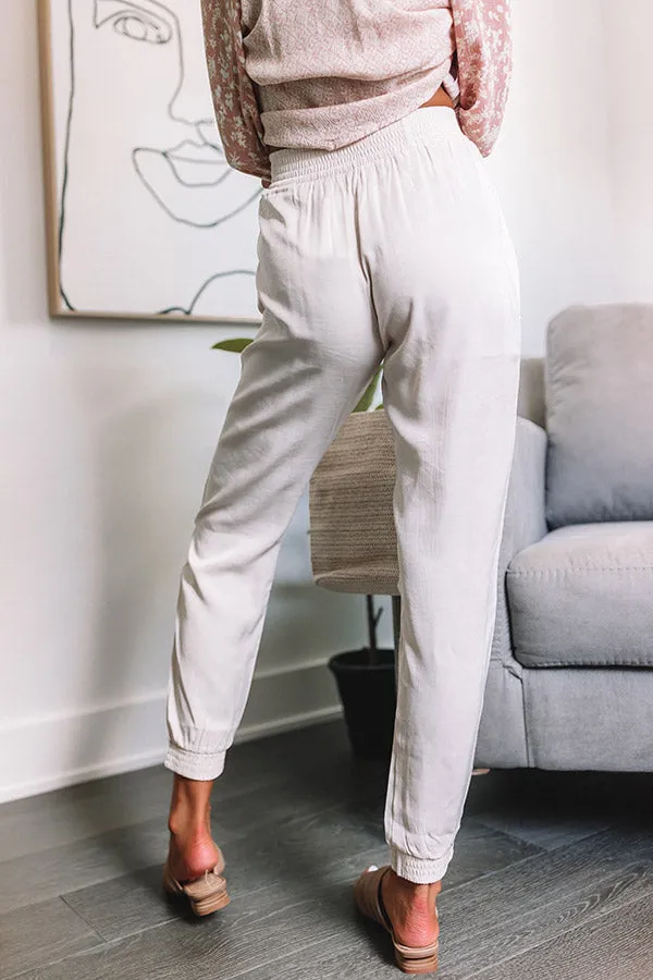 Broadcasting Live High Waist Joggers In Cream