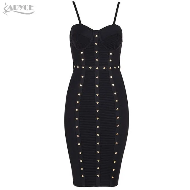 Button Studded Mini Bodycon Dress
