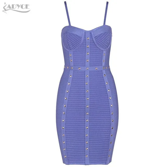 Button Studded Mini Bodycon Dress