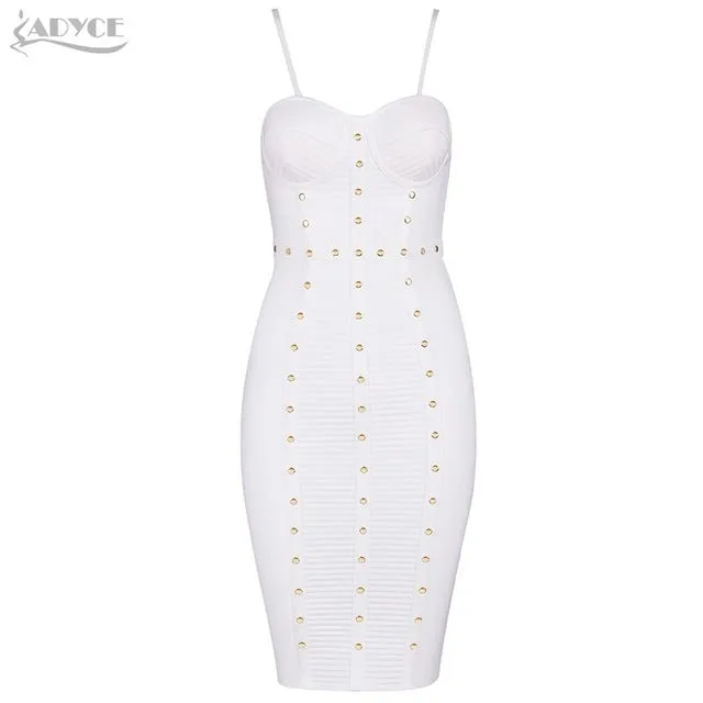 Button Studded Mini Bodycon Dress