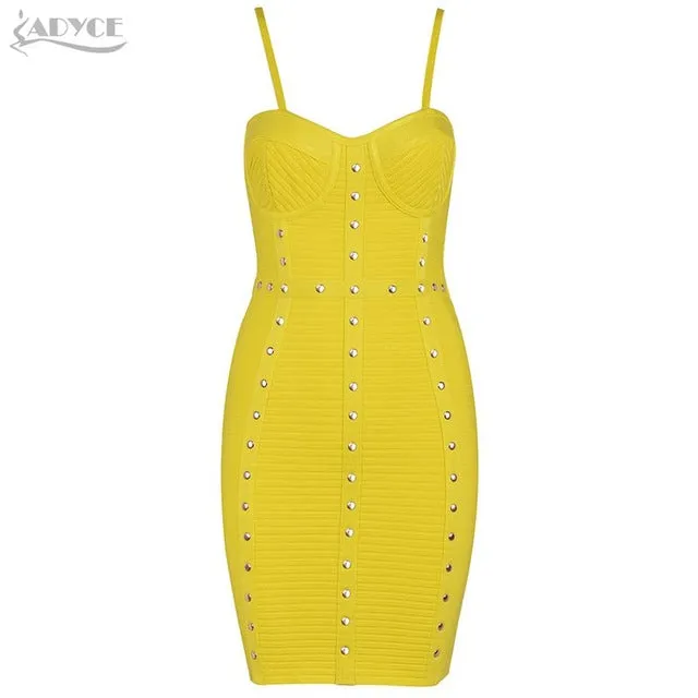Button Studded Mini Bodycon Dress