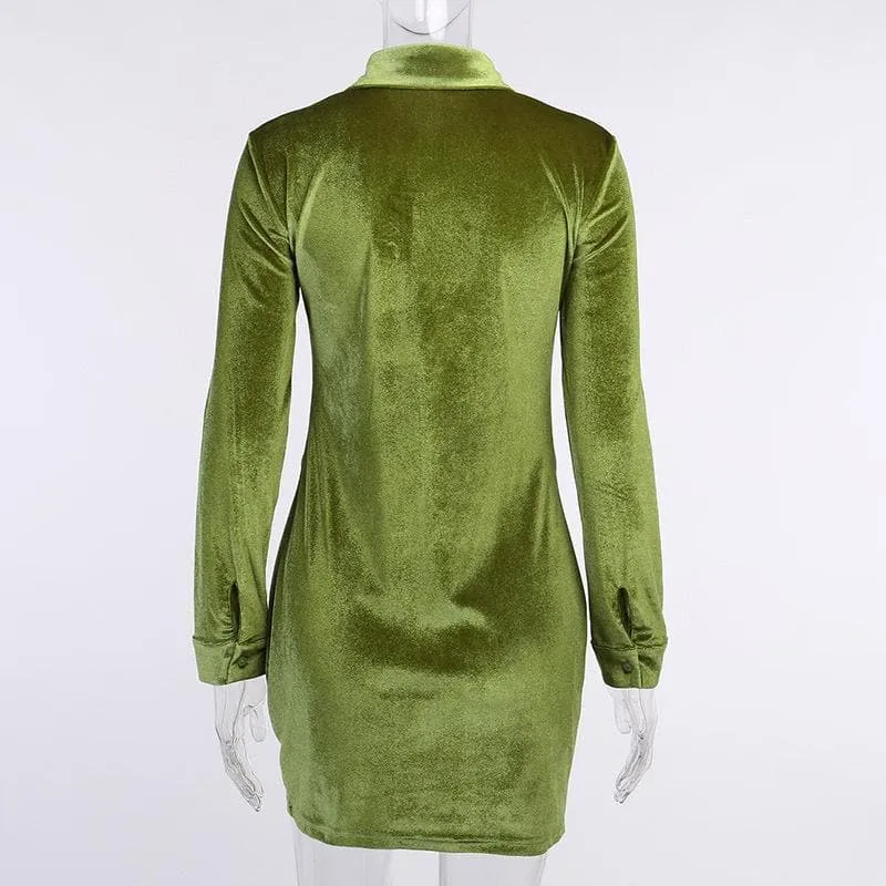 Button-through turnover collar ruched dress - Final Sale