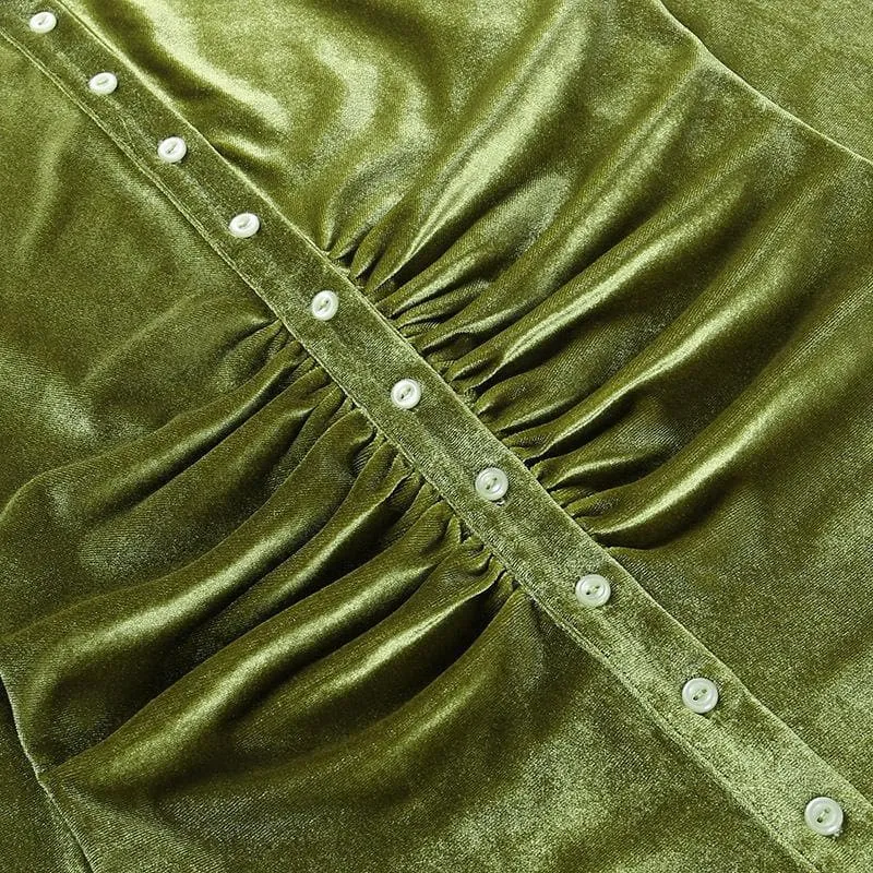 Button-through turnover collar ruched dress - Final Sale