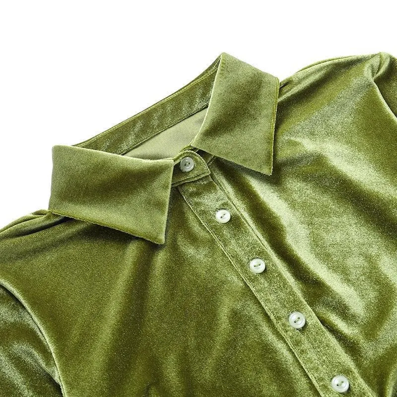 Button-through turnover collar ruched dress - Final Sale
