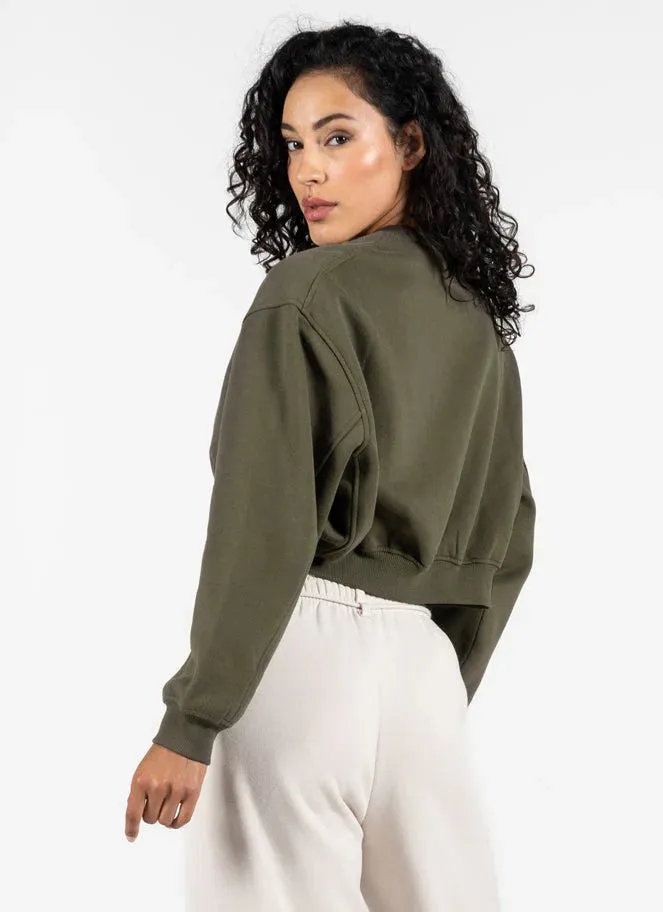 Charly Crop Crewneck | Olive