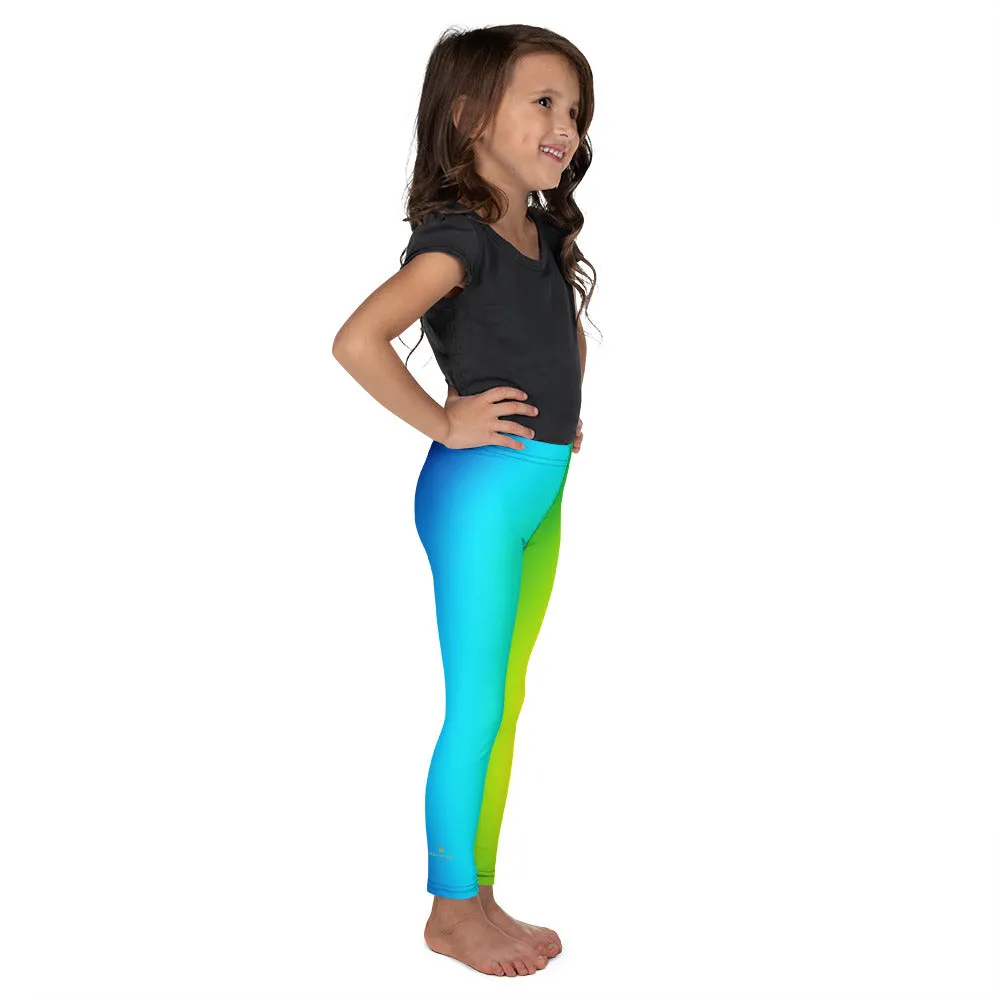 Cheerful Rainbow Ombre Girl's Tights, Premium Kid's Leggings Workout Tights-Made in USA/ EU