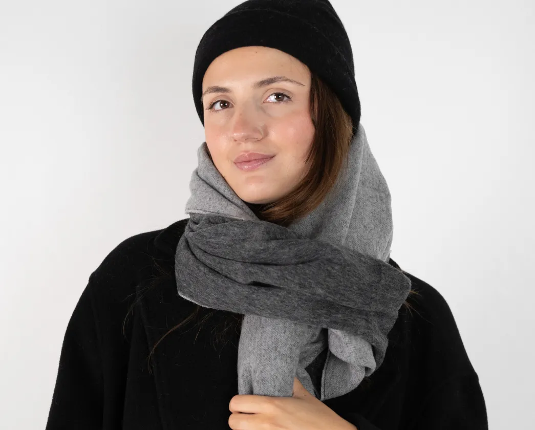 Classic Beanie & Classic Scarf - Black/Greige