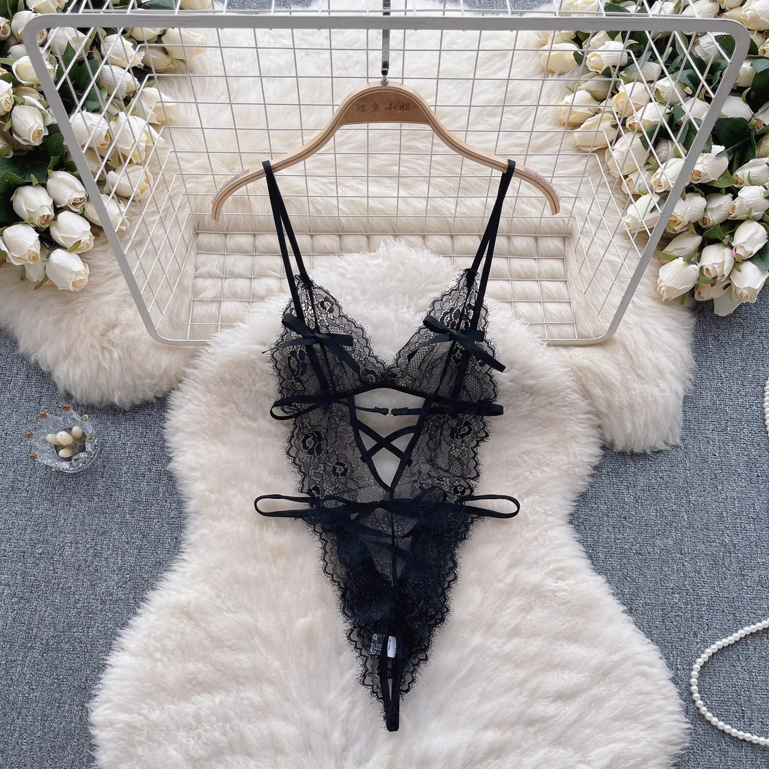 Cocoa Lace Mesh Babydoll Lingerie