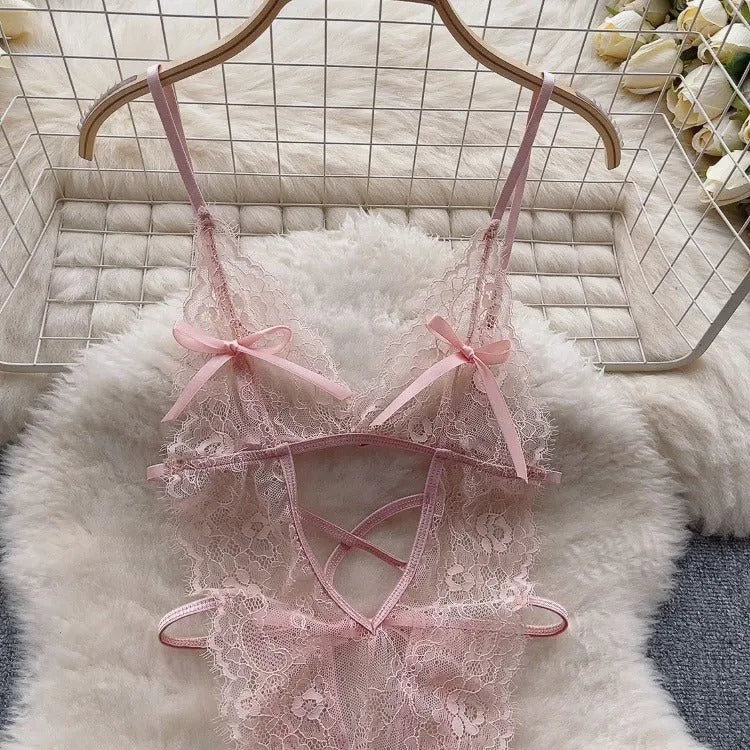 Cocoa Lace Mesh Babydoll Lingerie