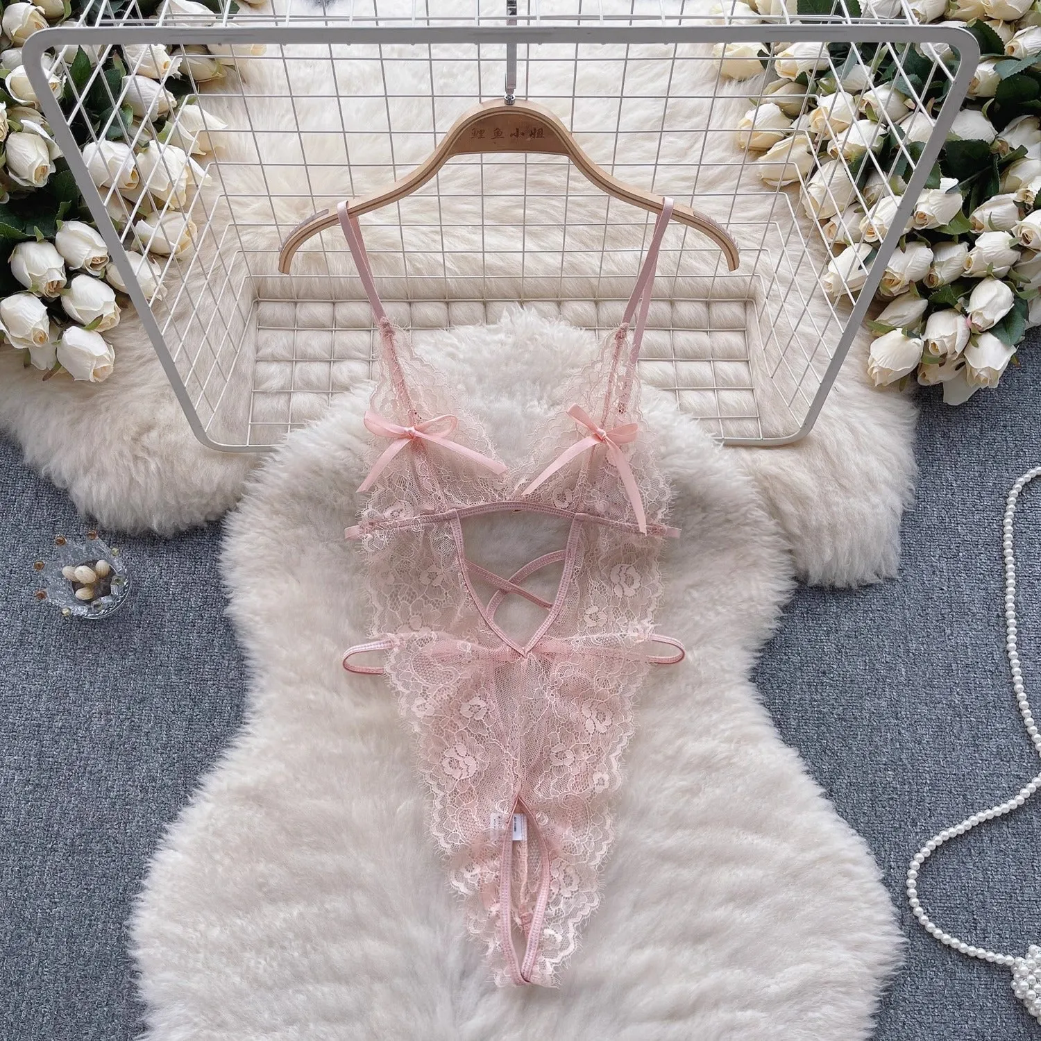 Cocoa Lace Mesh Babydoll Lingerie