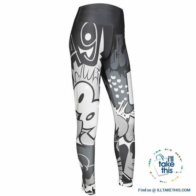 Comic Digital Printing Workout Leggings High Waist Push Up Leggings - Sizes: S-XL Pants