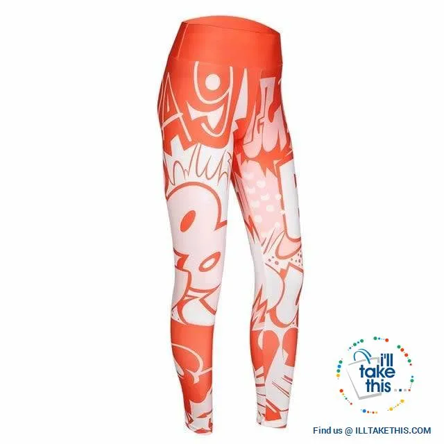 Comic Digital Printing Workout Leggings High Waist Push Up Leggings - Sizes: S-XL Pants