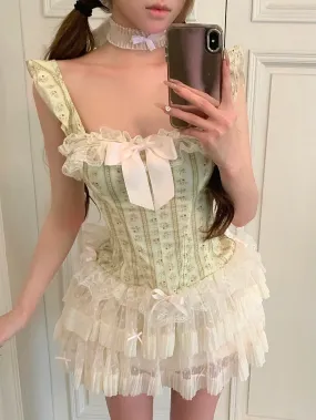 Cottage Charm lace corset top and skirt