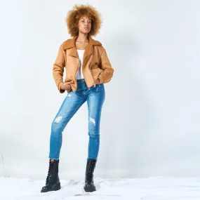 Cozy sherpa jacket with zipper closure wholesale