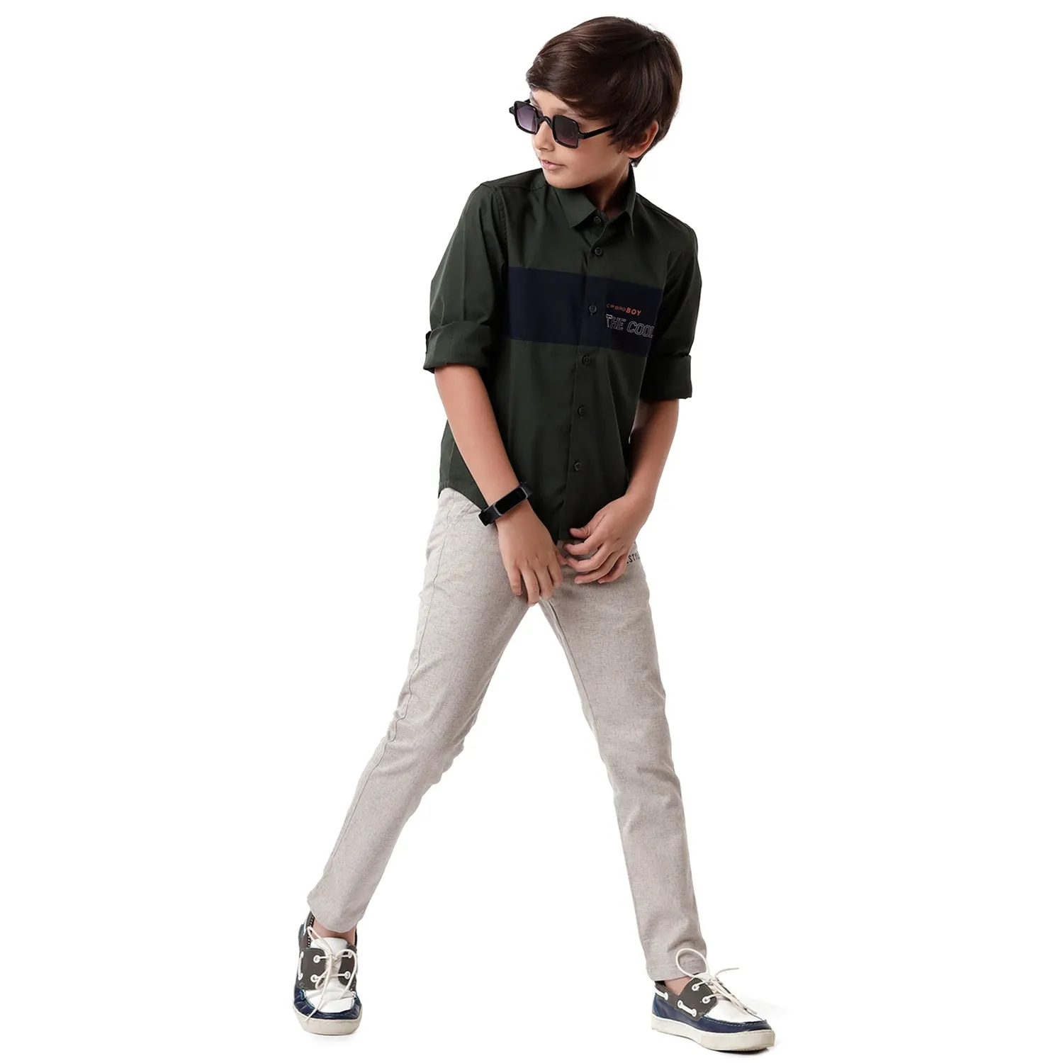 CP BRO BOYS Cotton Solid Slim Fit Grey Color Trouser - BBTR S2 05 A