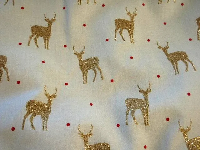 Cream Gold Christmas Reindeer - Premium Pure Cotton