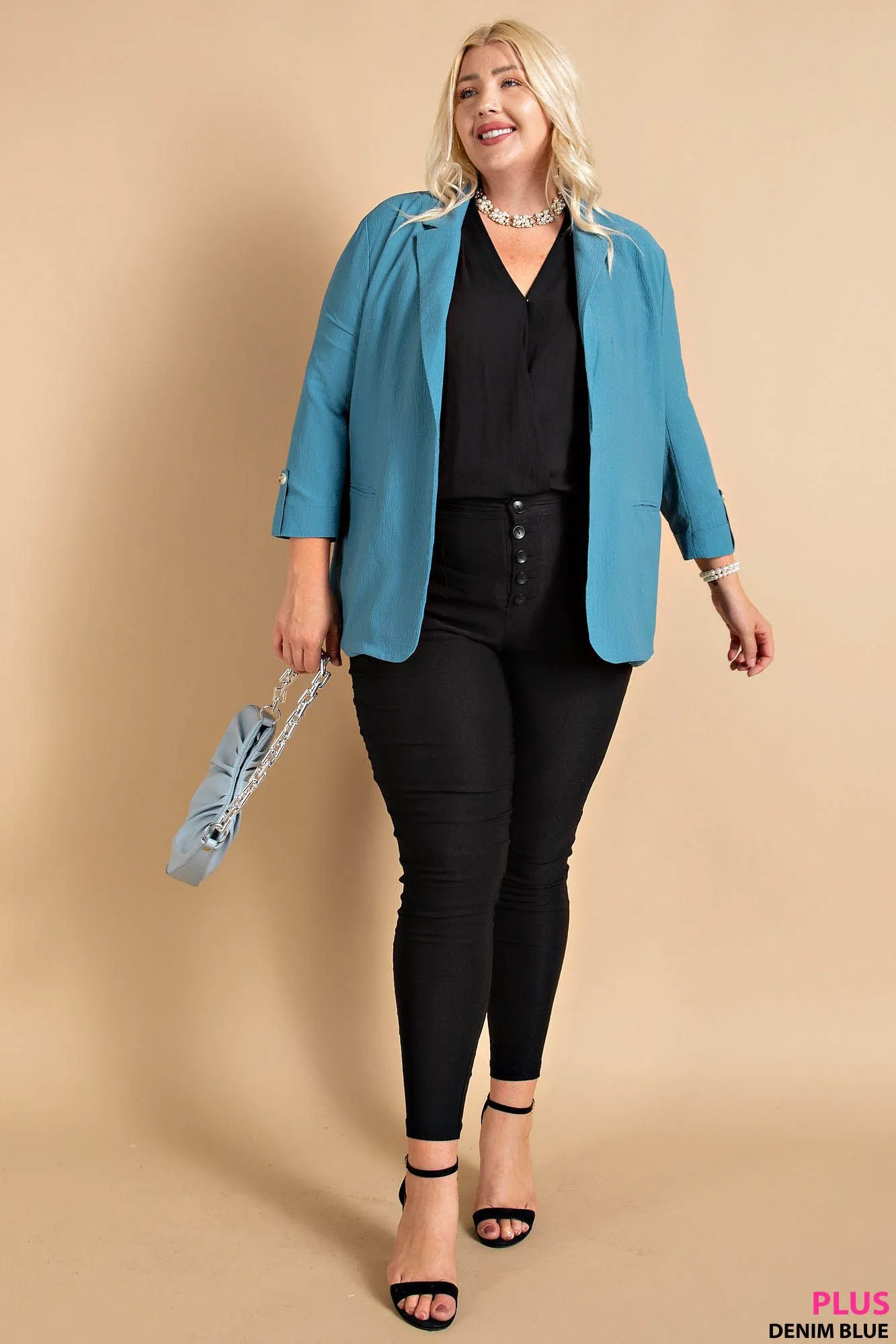 Crinkle Blazer - black, blue