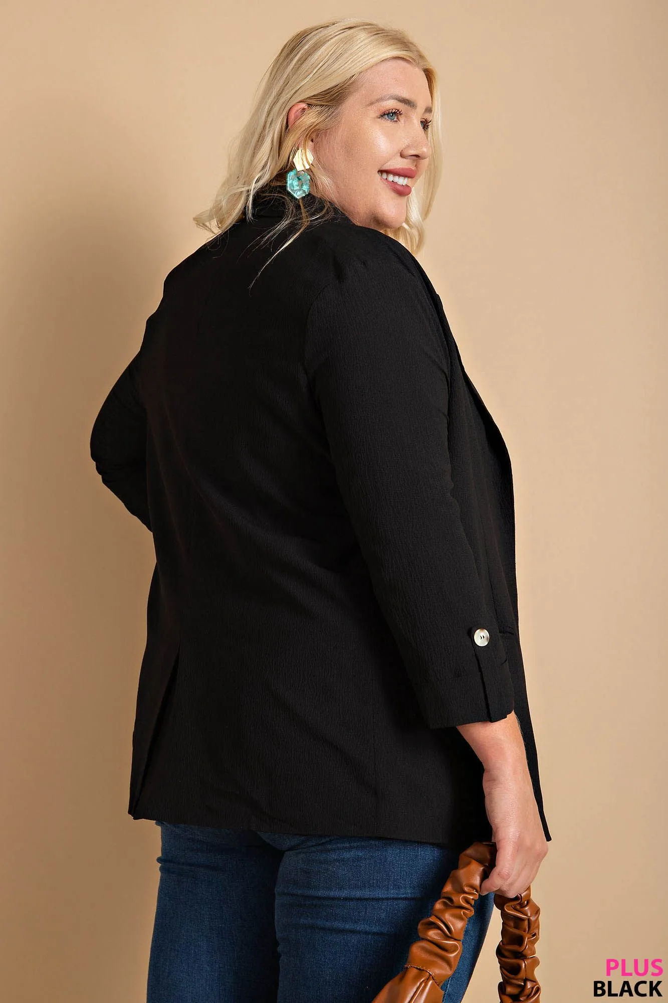 Crinkle Blazer - black, blue