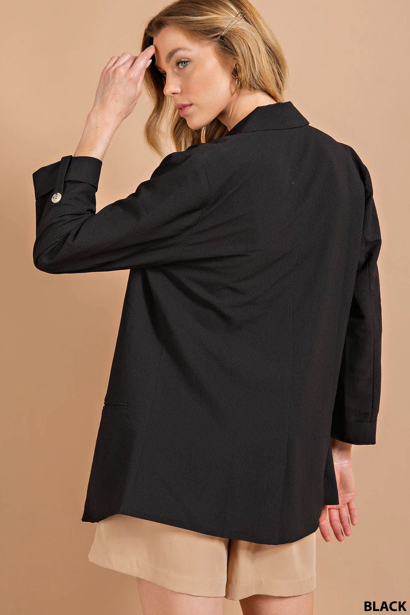 Crinkle Blazer - black, blue