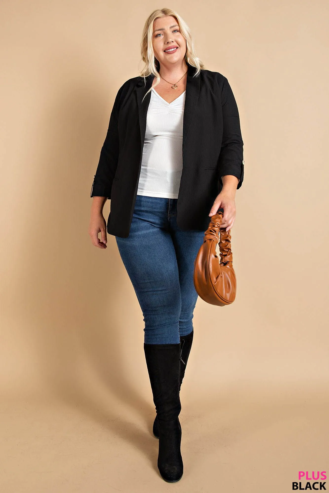 Crinkle Blazer - black, blue