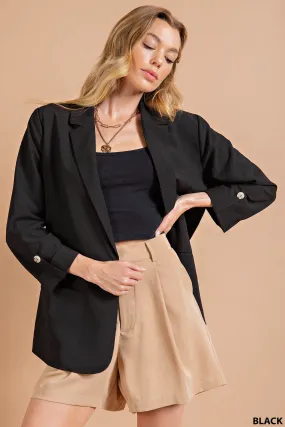 Crinkle Blazer - black, blue