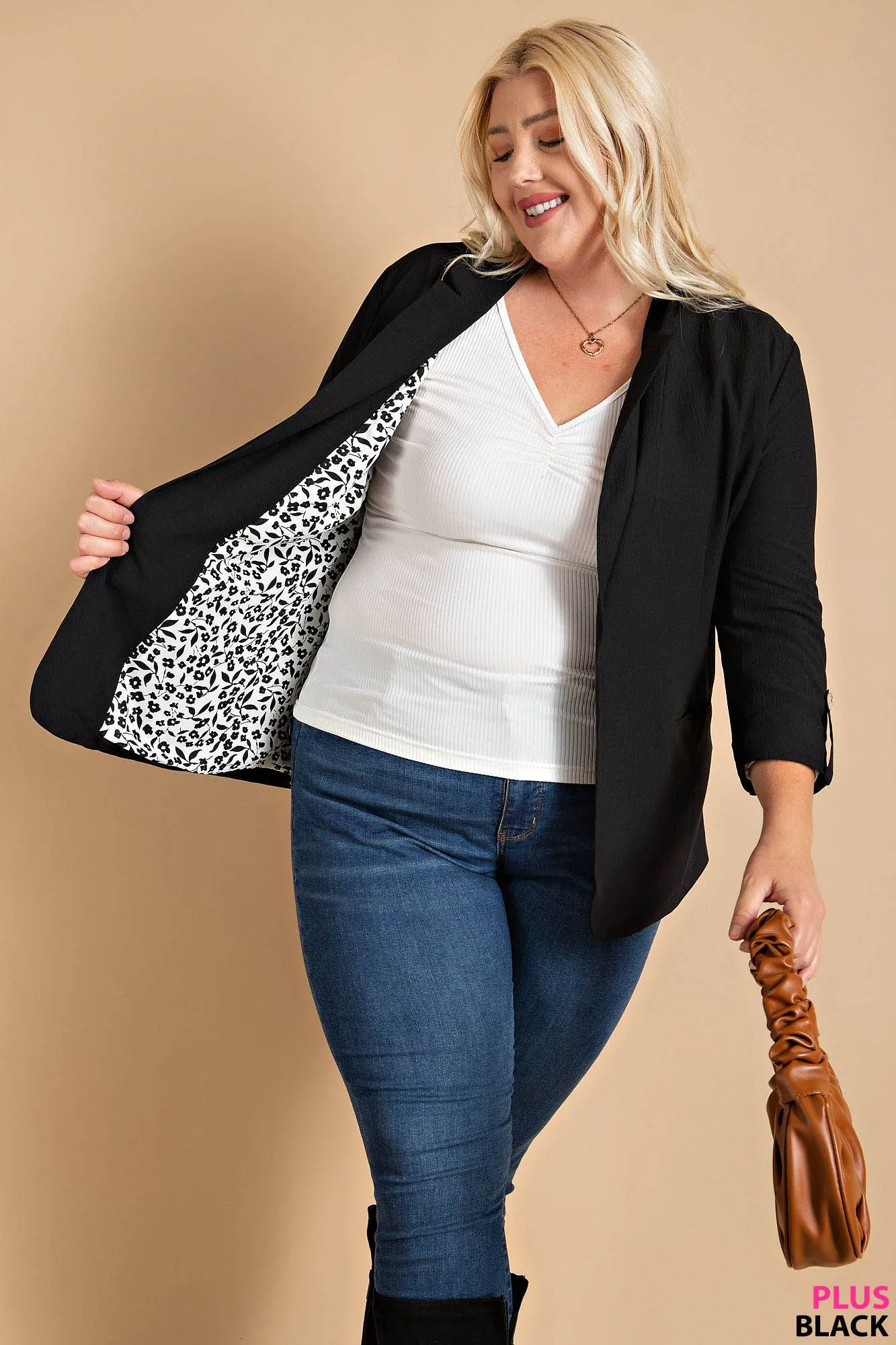 Crinkle Blazer - black, blue