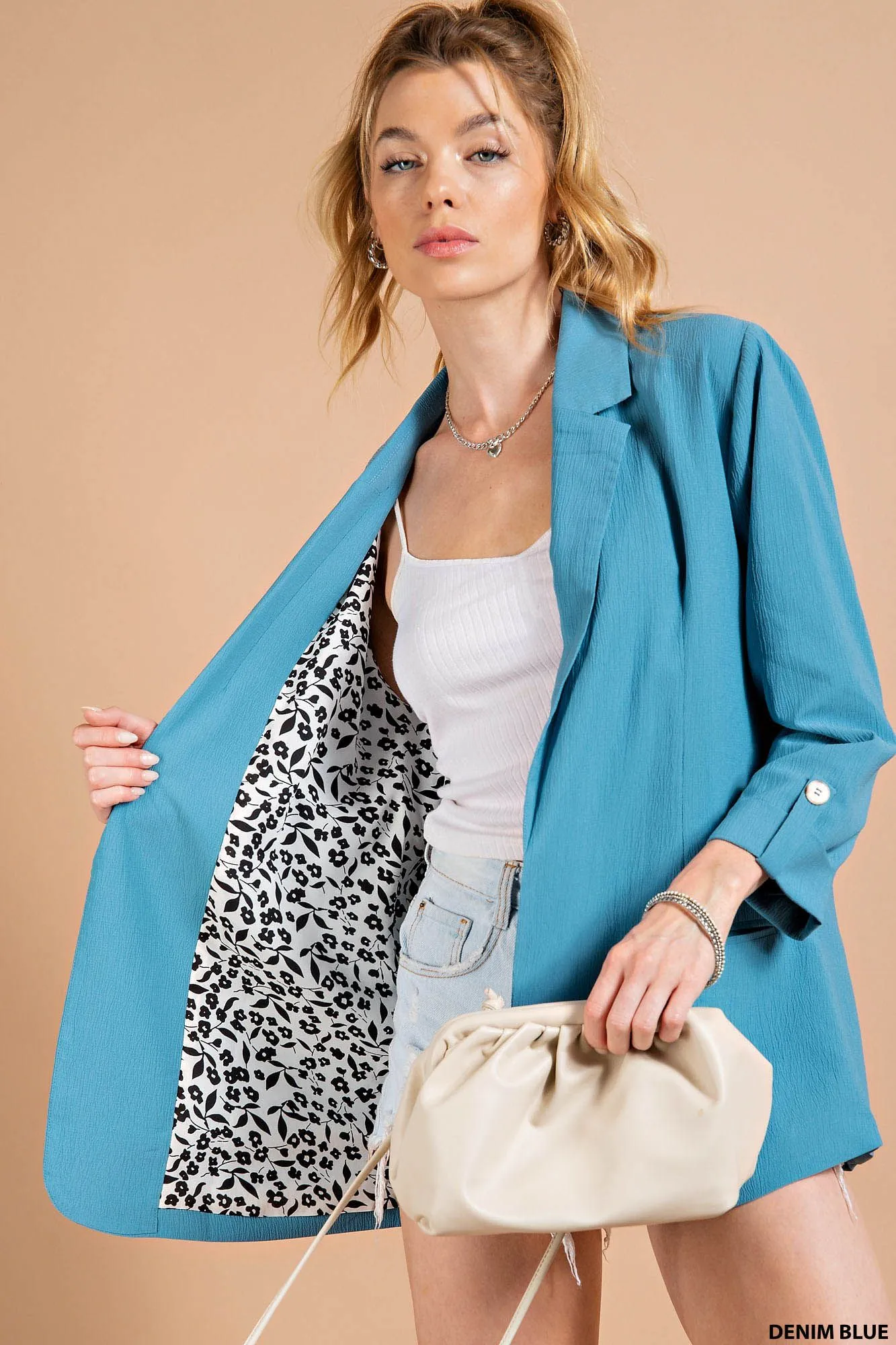 Crinkle Blazer - black, blue