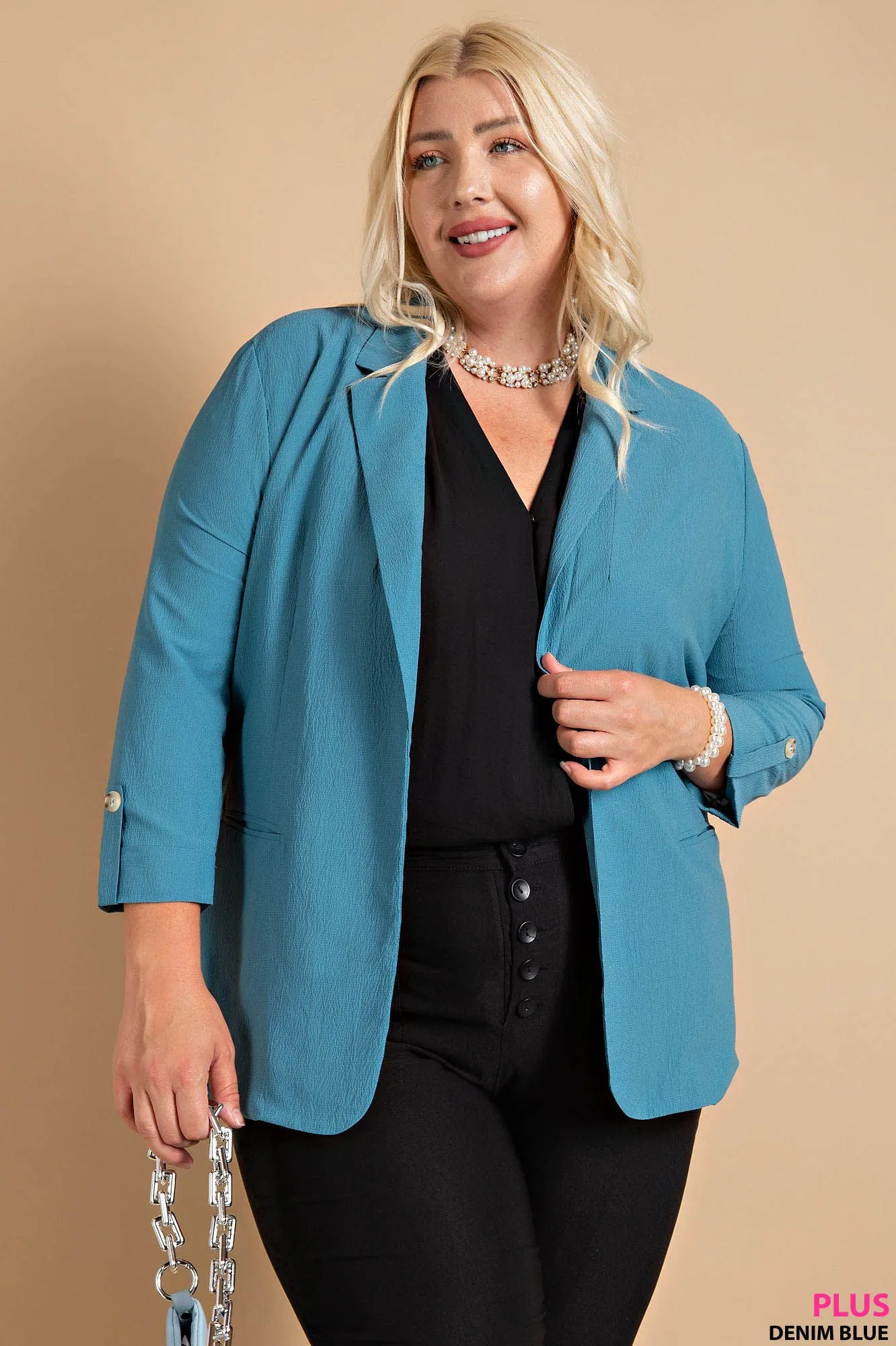 Crinkle Blazer - black, blue
