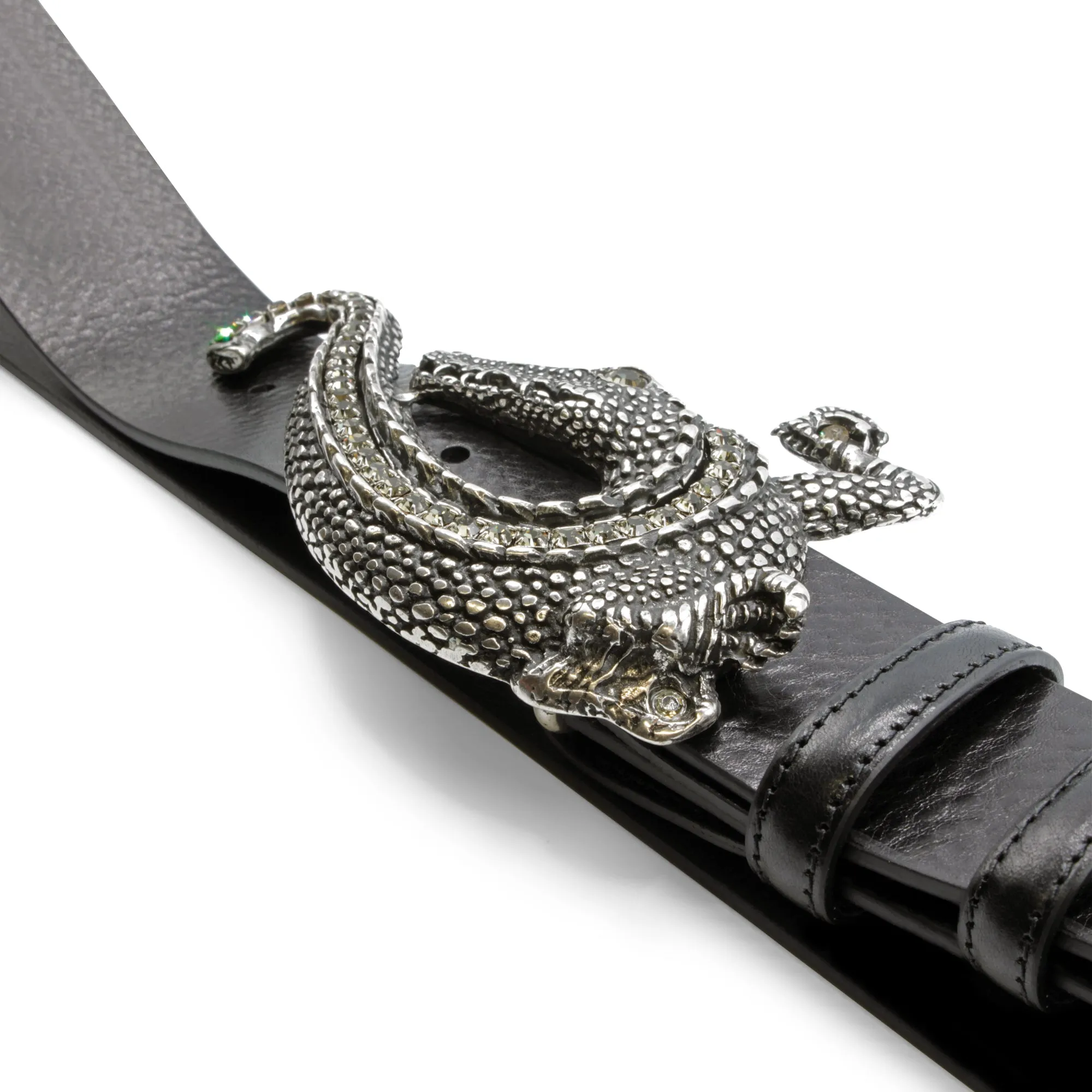 Crystal Encrusted Swirling Crocodile Buckle 40mm