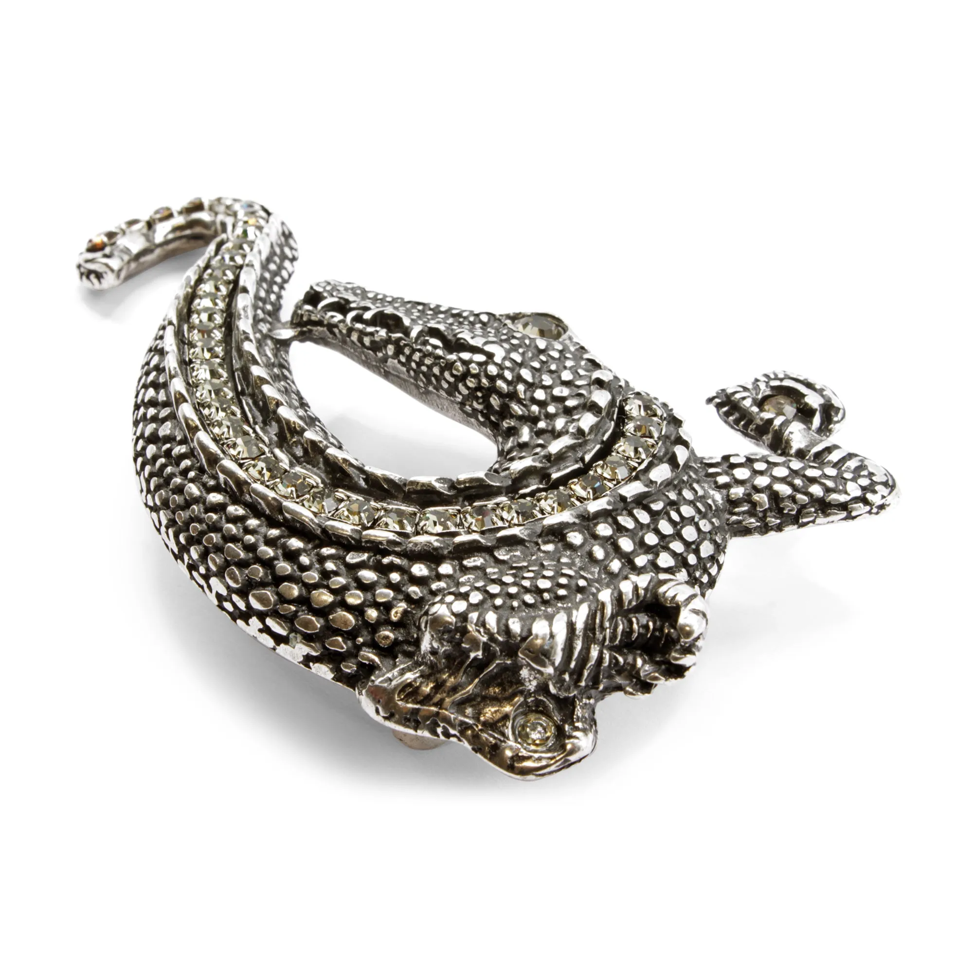 Crystal Encrusted Swirling Crocodile Buckle 40mm