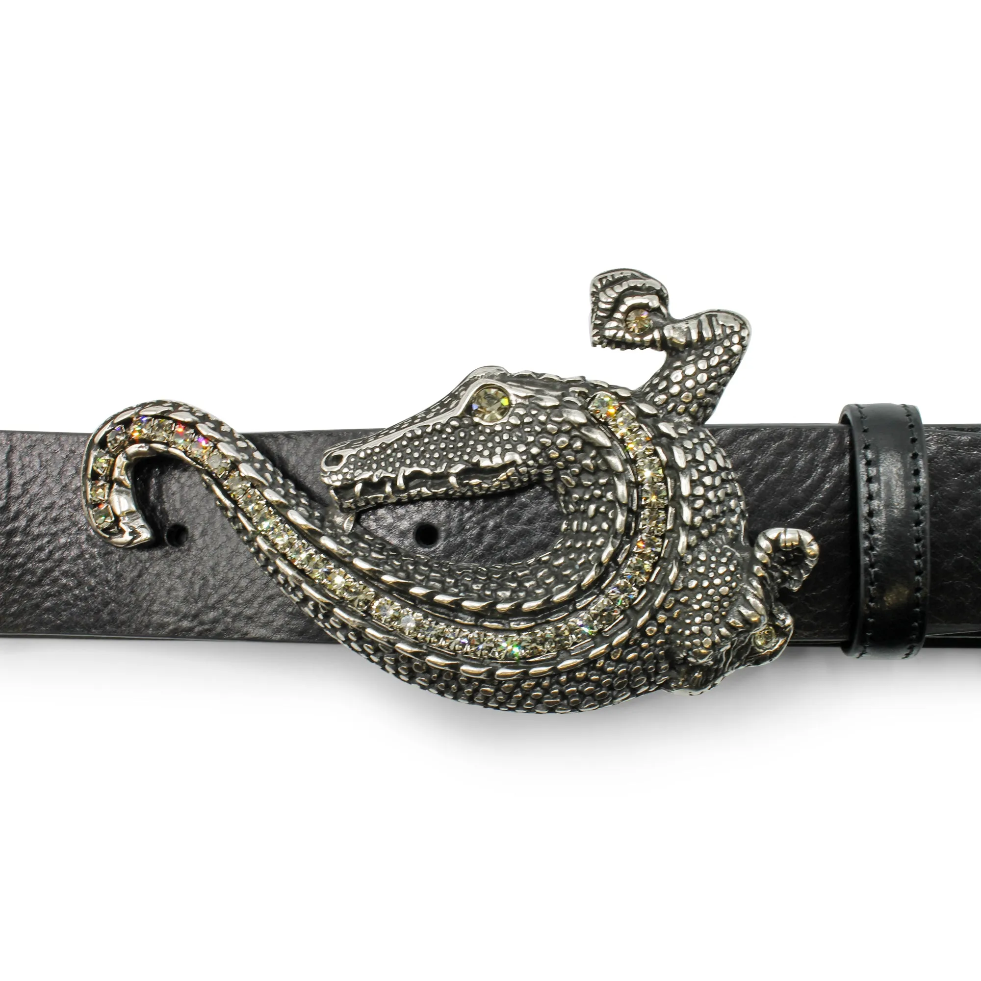 Crystal Encrusted Swirling Crocodile Buckle 40mm