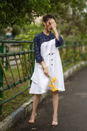 Daksha Dress - Blue   White Stripes