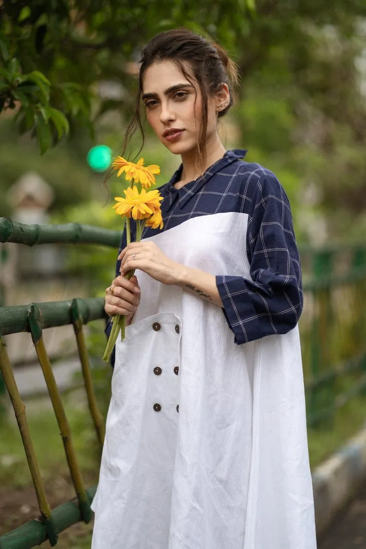 Daksha Dress - Blue   White Stripes