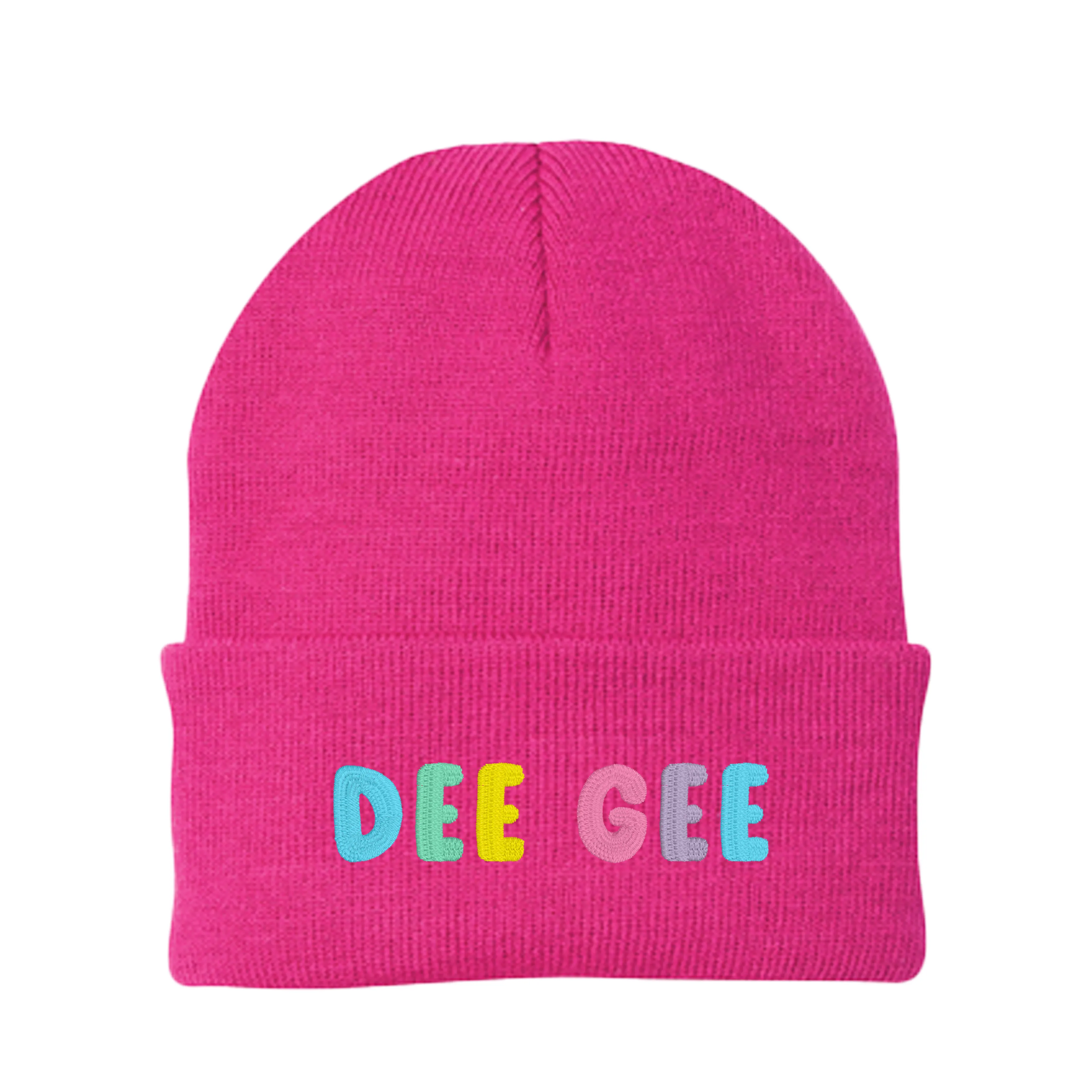 Delta Gamma Bubble Embroidered Beanie - Dee Gee Pastel