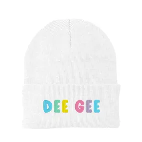Delta Gamma Bubble Embroidered Beanie - Dee Gee Pastel