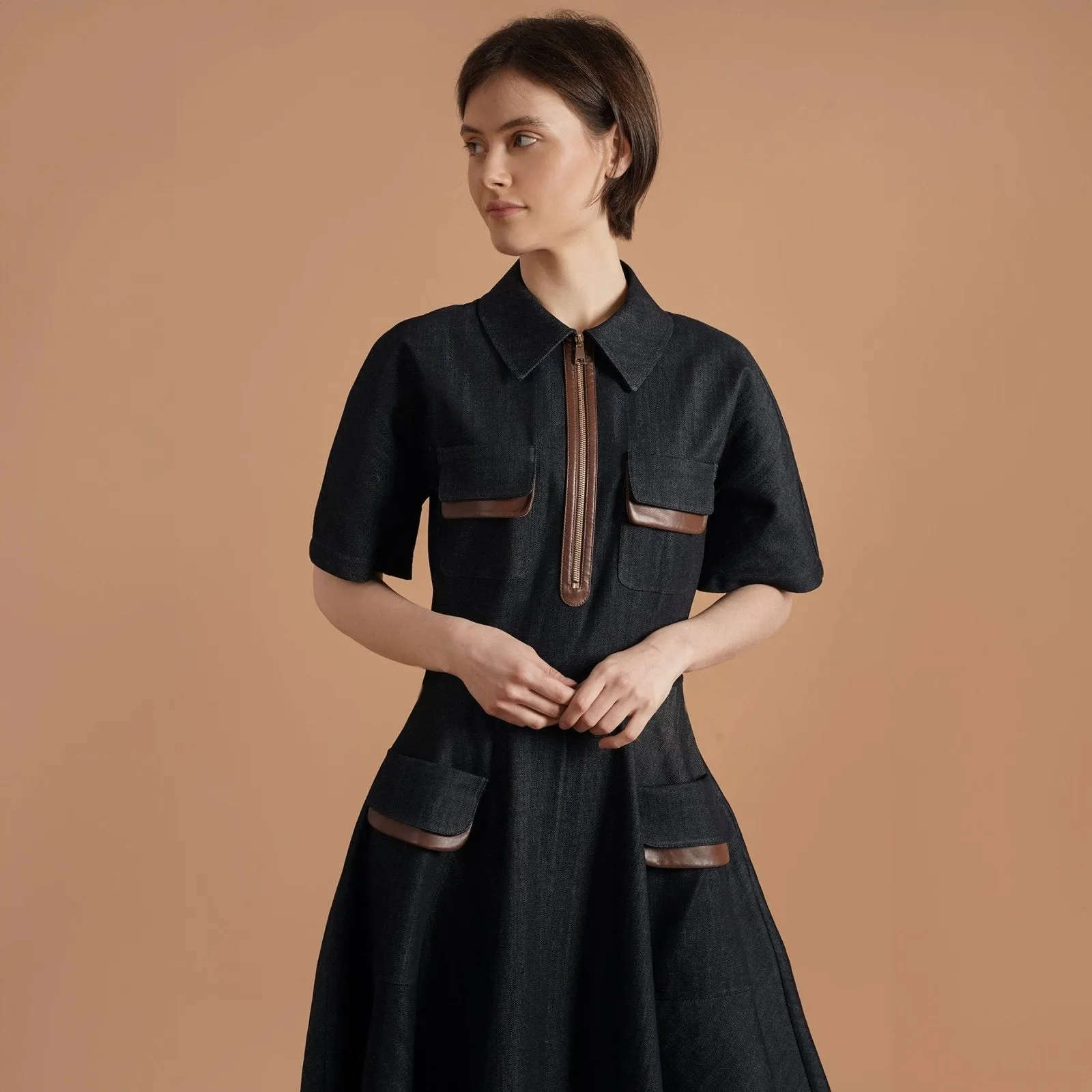 Denim Contrast Dress